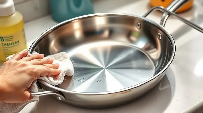Dicas práticas para limpar e manter o brilho de panelas de aço cirúrgico sem manchas.