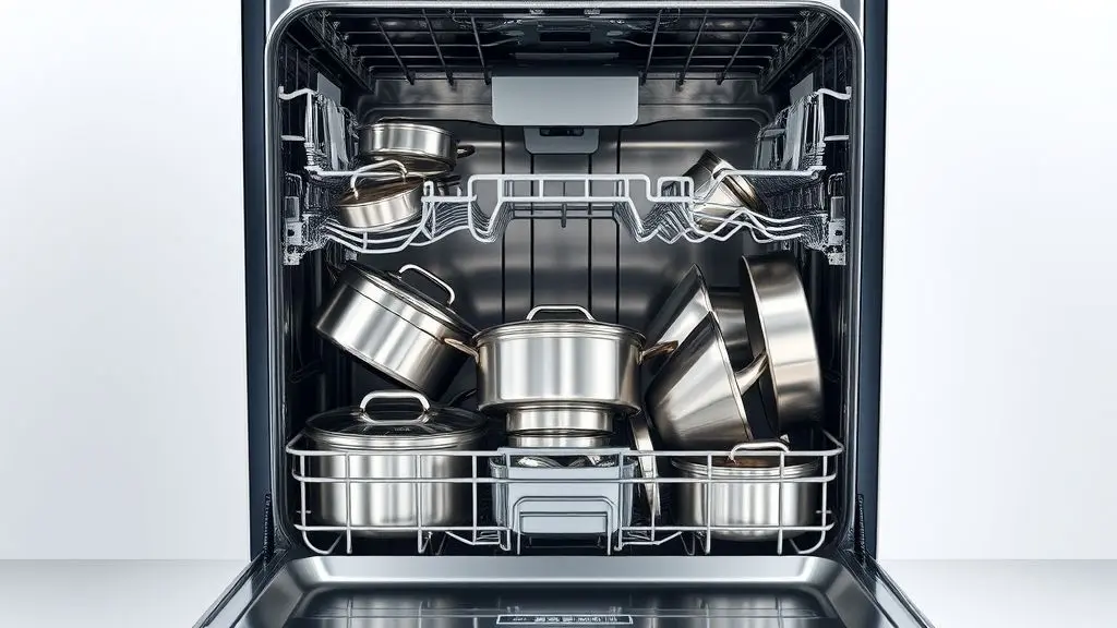 Lava-louças premium com porta aberta mostrando espaço amplo para lavar panelas e utensílios de cozinha eficientemente